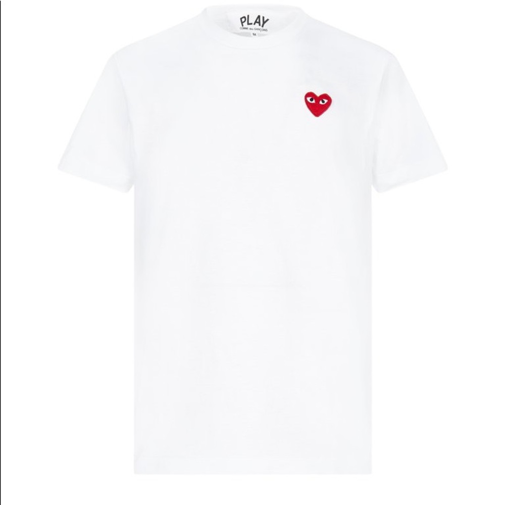 White Comme Des Garçon Play Heart Logo Tshirt